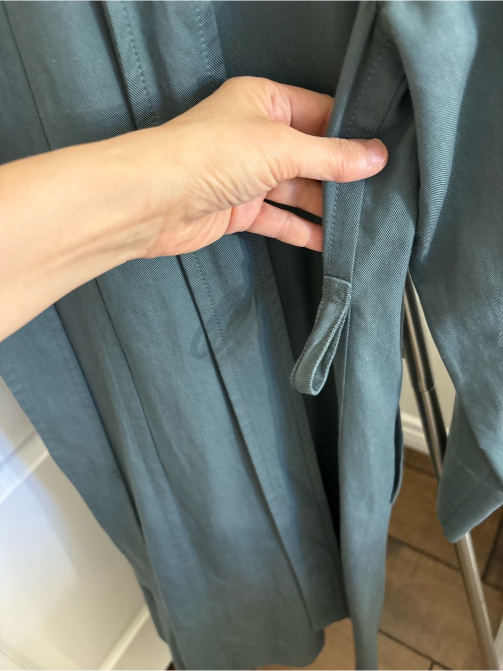 Everlane Dusty Green Double-Breasted Trench Coat with Belt - Picture 6 of 12